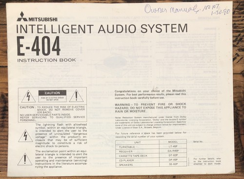Mitsubishi 404 stereo - mitsubishi, e-404
